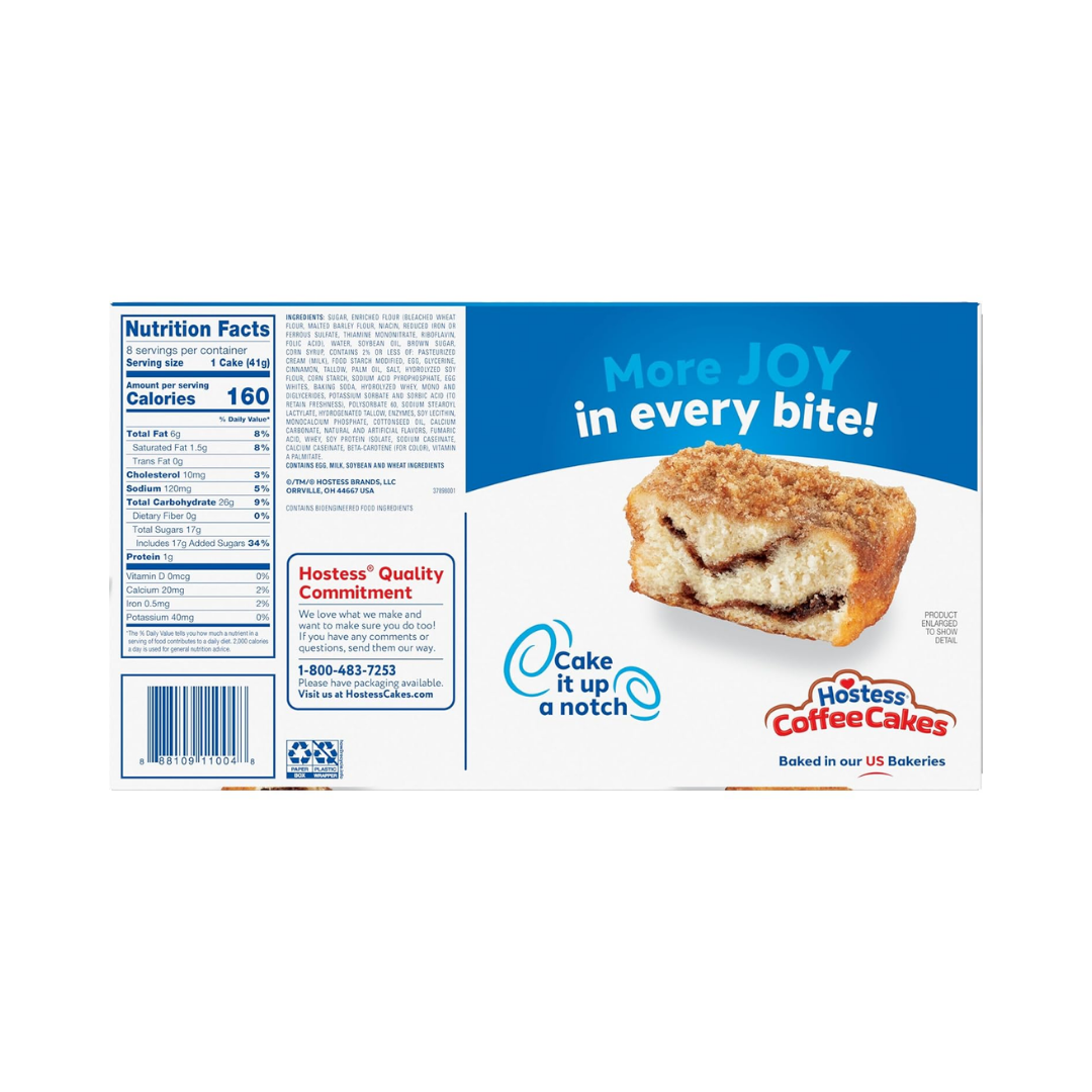 Hostess Tortas de café Streusel de canela, 8 unidades