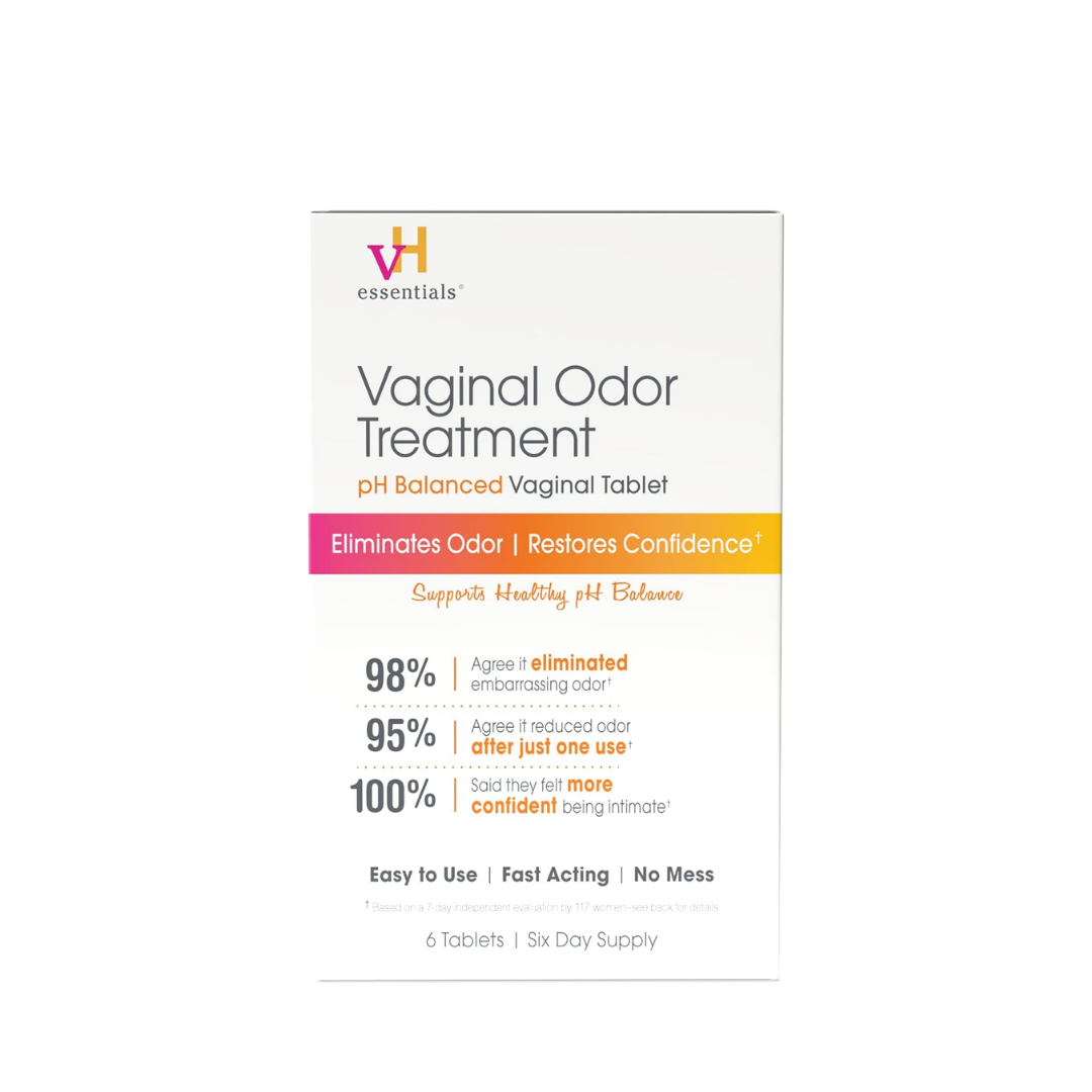 vH essentials Vaginal Odor Treatment - pH Balanced Vaginal Suppositories - 6 Tablets With Applicator, White, (667-06)