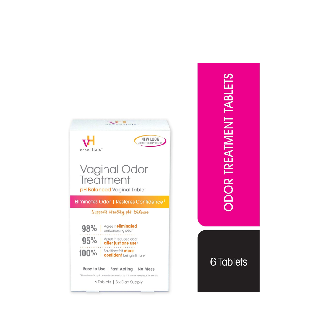 vH essentials Vaginal Odor Treatment - pH Balanced Vaginal Suppositories - 6 Tablets With Applicator, White, (667-06)