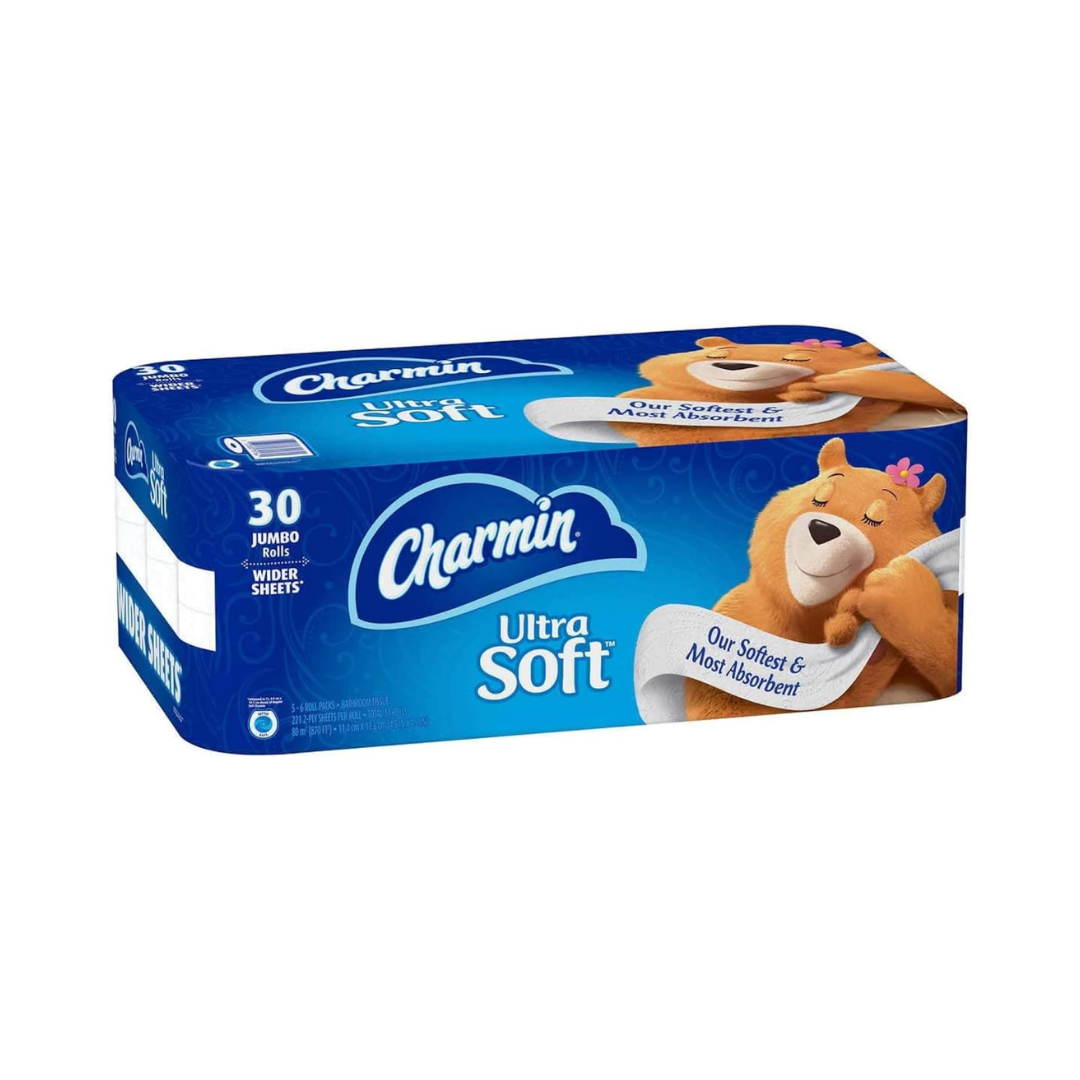 Charmin Ultra Soft Bathroom Tissue Ultra Soft 30 Jumbo Rolls. Our Softest and Most absorbent Jumbo Rolls 2-Ply 30 Rolls