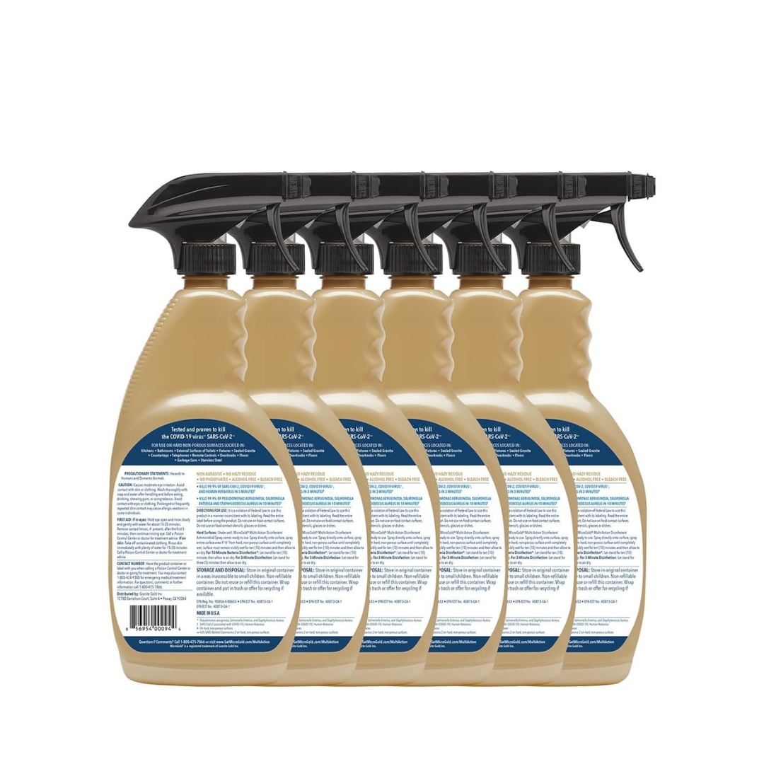 Multi-Action Disinfectant Antimicrobial Spray Tested and Proven Effective to Kill the COVID-19 Virus, Kills 99.9% of Viruses and Bacteria, 24 Fluid Ounces, 6 Pack