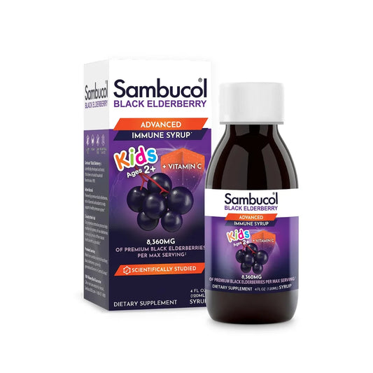 Sambucol Black Elderberry Syrup for Kids - Kids Elderberry Syrup, Added Vitamin C, Black Elderberry Syrup for Kids, Sambucus Elderberry Kids Syrup For Immune Support, Delicious Berry Taste - 4 Fl Oz