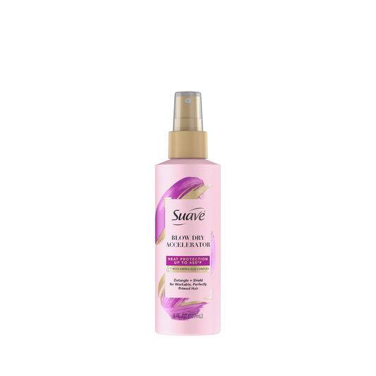 Suave Pink Blow Dry Accelerator Hair Heat Protector Heat Protecting Spray Heat Protectant Spray and Detangler 6 oz
