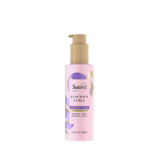 Suave Pink Luscious Curls Styling Cream Hair Cream for Luscious Curls Curl Defining Cream with Amino Acid Complex 4.75 oz