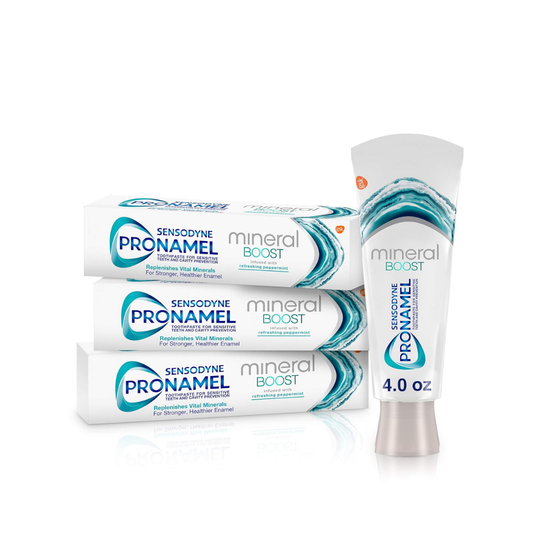 Sensodyne Pronamel Mineral Boost Enamel Toothpaste for Sensitive Teeth, to Replenish Minerals and Strengthen Enamel, Peppermint - 4 Ounces (Pack of 3)