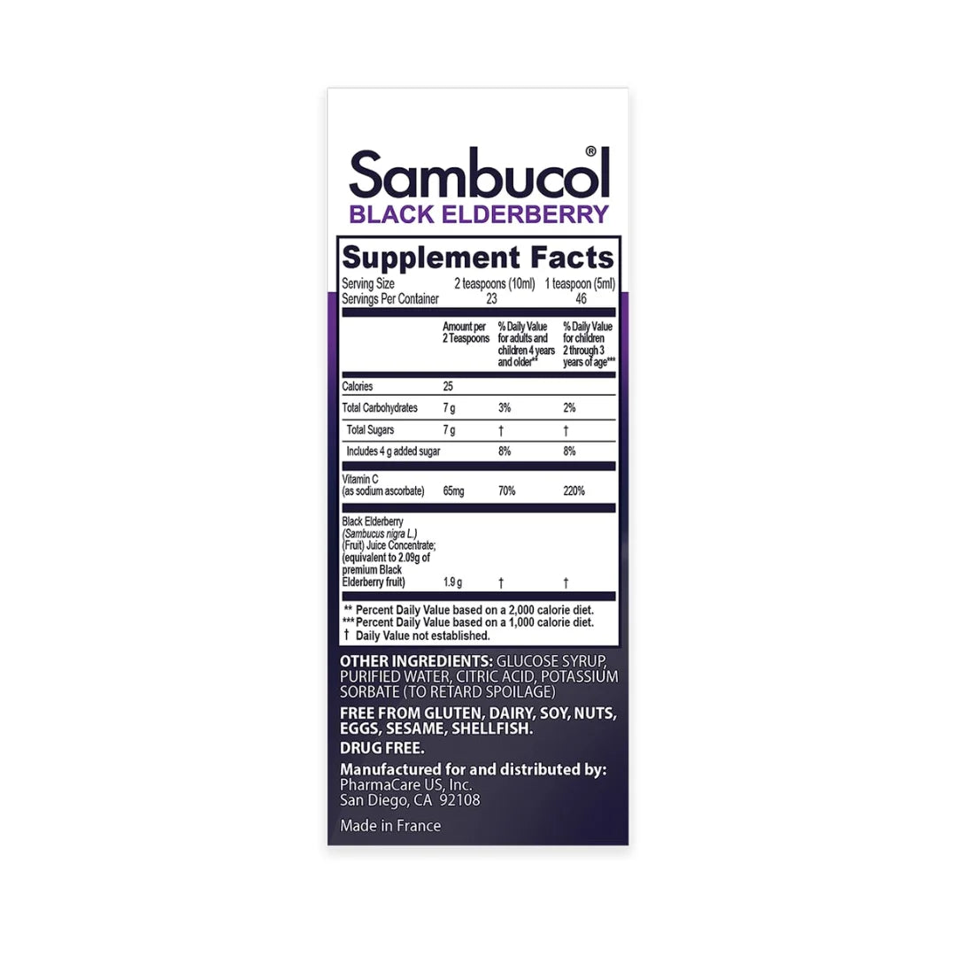 Sambucol Black Elderberry Syrup for Kids - Kids Elderberry Syrup, Added Vitamin C, Black Elderberry Syrup for Kids, Sambucus Elderberry Kids Syrup For Immune Support, Delicious Berry Taste - 4 Fl Oz