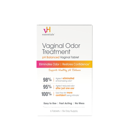 vH essentials Vaginal Odor Treatment - pH Balanced Vaginal Suppositories - 6 Tablets With Applicator, White, (667-06)