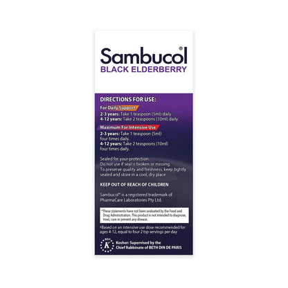 Sambucol Black Elderberry Syrup for Kids - Kids Elderberry Syrup, Added Vitamin C, Black Elderberry Syrup for Kids, Sambucus Elderberry Kids Syrup For Immune Support, Delicious Berry Taste - 4 Fl Oz