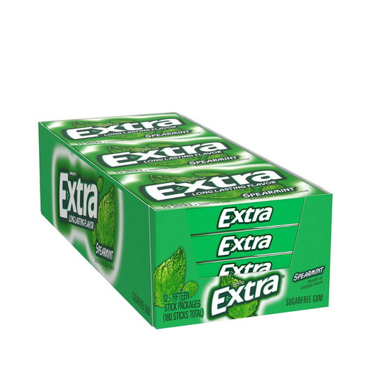 Extra Spearmint Sugar-Free Gum, 12 Piece Pack, 15 Count