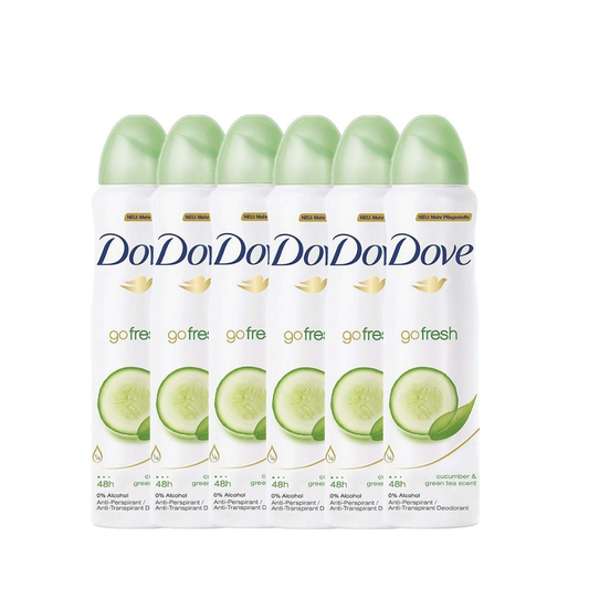 Dove Anti-Perspirant Deodorant Spray, Cucumber & Green Tea, Dry 48 Hour Protection 150 Ml (Pack of 6)