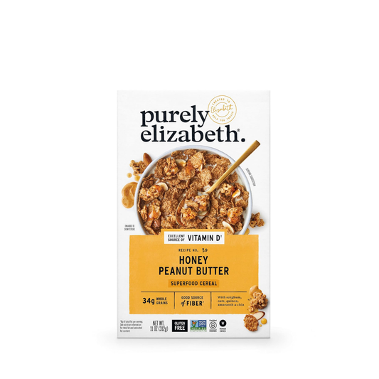 Purely Elizabeth, Honey Peanut Butter, Superfood Cereal with Vitamin D (1 Box, 11oz), 6g Fiber
