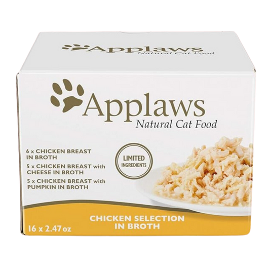 Applaws Wet Cat Food, 16 Count, Limited Ingredient Canned Wet Cat Food, Chicken Selection Variety Count in Broth, 2.47oz Cans