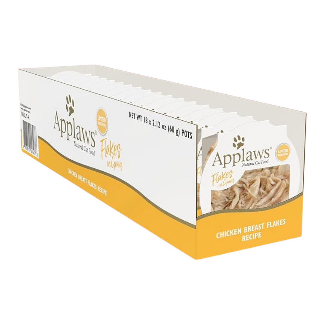 Applaws Natural Wet Cat Food, 18 Count, Limited Ingredient Cat Food Pots, Chicken Flakes in Gravy, 2.12oz Pots