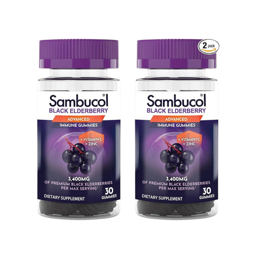 Sambucol Black Elderberry Gummies with Vitamin C & Zinc - Sambucus Elderberry Gummies for Immune Support- 30 Count, 2 PK