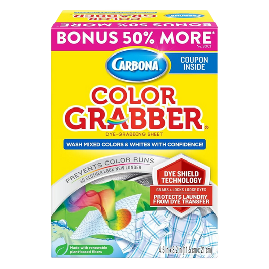 Carbona Color Grabber™ | Protects Laundry From Color Runs or Bleeds | Mix Whites & Colors | In-Wash Dye Grabbing Sheets | 45 Count Box